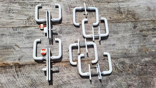 Set 6 metalen deurkrukken met afdekplaatjes, Doe-het-zelf en Verbouw, Hang- en Sluitwerk, Gebruikt, Klink of Kruk, IJzer, Ophalen of Verzenden