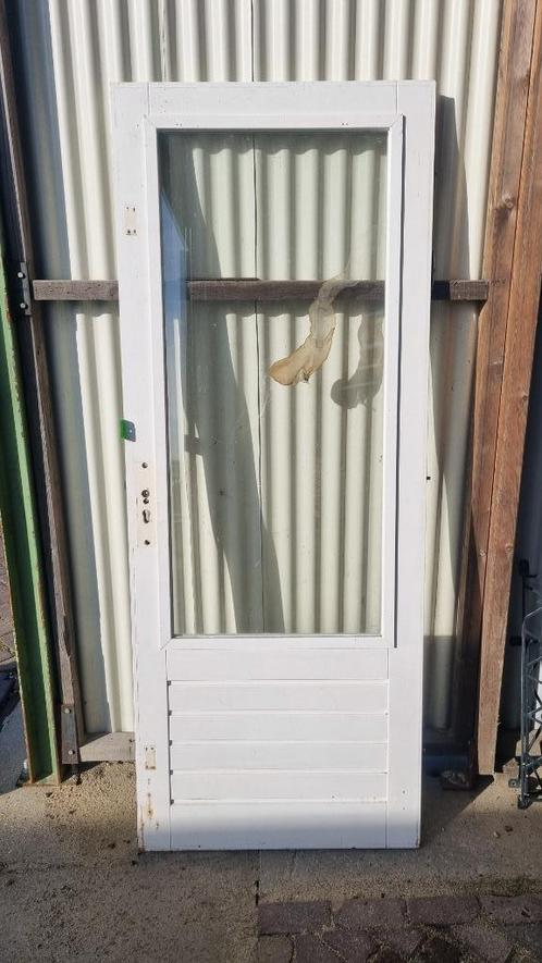 Achterdeur schuurdeur buitendeur deur hhout dubbelglas 125, Doe-het-zelf en Verbouw, Deuren en Horren, Gebruikt, Buitendeur, 200 tot 215 cm