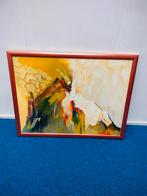 Abstract Schilderij met Bronzen Lijst, Antiek en Kunst, Ophalen