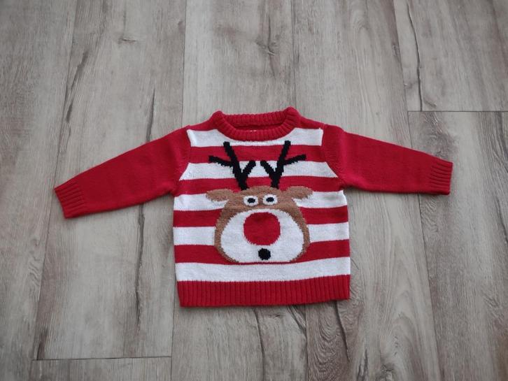 Prachtige rode gebreide look Kersttrui, maat 68/74. Kerst., Kinderen en Baby's, Babykleding | Maat 68, Zo goed als nieuw, Jongetje of Meisje