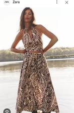 Zara maxi rok l broderie bruin wit boho Ibiza summer, Bruin, Zara, Maat 42/44 (L), Nieuw
