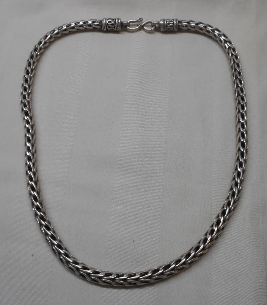 Zilveren vossenstaart ketting met Balinese sluiting nr.858, Verzenden, Zo goed als nieuw, Zilver, Zilver