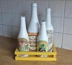 Bier deco kratje bierfessen oude etiketten decoratie, Verzamelen, Biermerken, Ophalen of Verzenden, Gebruikt, Flesje(s), Overige merken