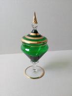 Antiek glas(bokaaltje).Groen/goudkleur, Ophalen of Verzenden