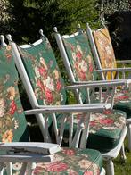 Eikenhouten stoelen met bloemen kussen jaren 70, Antiek en Kunst, Ophalen of Verzenden