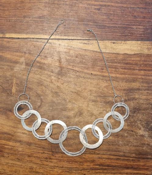 Bijzondere handgemaakte ketting van zilvermix, Sieraden, Tassen en Uiterlijk, Kettingen, Zo goed als nieuw, Zilver, Zilver, Ophalen of Verzenden