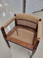 Teakhouten riet gevlochten dames arm fauteuil ArtDeco, Antiek en Kunst, Ophalen