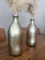 Set van 2 grote gouden vazen met pampas – stoer en elegant (, Overige kleuren, Nieuw, Ophalen of Verzenden, Glas