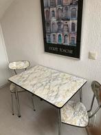 Formica Tafel met 2 Stoelen - Marmerlook, Ophalen of Verzenden