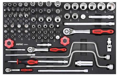 SONIC doppenset 1/4" + 3/8" + 1/2" SFS-M 86-delig (108601), Auto diversen, Autogereedschap, Nieuw, Ophalen of Verzenden