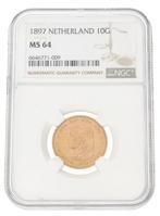 Gouden tientje 1897 Wilhelmina ms64, Koningin Wilhelmina, Losse munt, 10 gulden, Goud