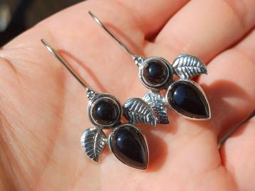 Vanoli Lange 925 zilveren oorbellen met onyx beschikbaar voor biedingen