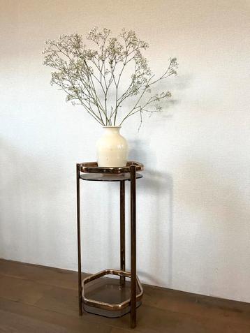 Vintage messing plantentafel rookglas beschikbaar voor biedingen