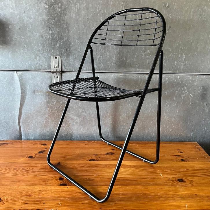 Vintage Ikea Aland zwart Ted Net Niels Gammelgaard, Huis en Inrichting, Stoelen, Gebruikt, Eén, Metaal, Zwart, Ophalen of Verzenden
