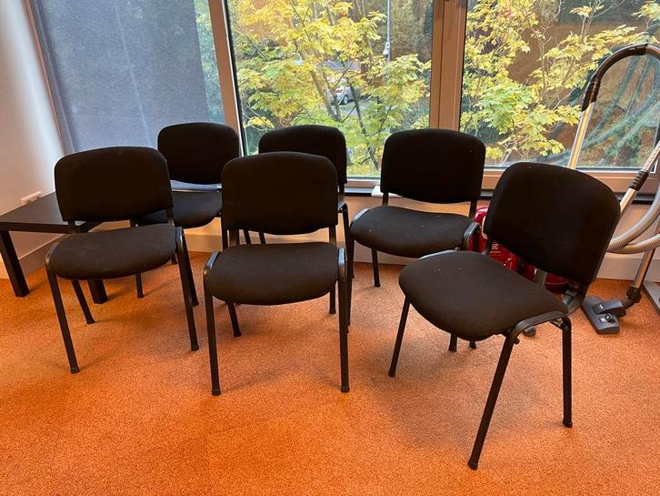 Zes gebruikte stoffen stoelen, Huis en Inrichting, Stoelen, Gebruikt, Vijf, Zes of meer stoelen, Stof, Zwart, Ophalen