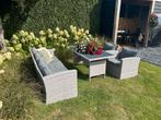Leuke tuinset met tafel met glasplaat, 5 zitplaatsen, Bank, ., Ophalen of Verzenden