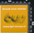 Sticker: BPF Vervoer - Bezoek onze website, Verzamelen, Stickers, Overige typen, Ophalen of Verzenden, Zo goed als nieuw