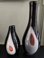 Prachtige glas geblazen design vazen zwart wit, Huis en Inrichting, Woonaccessoires | Vazen, Ophalen, Wit, Minder dan 50 cm, Glas