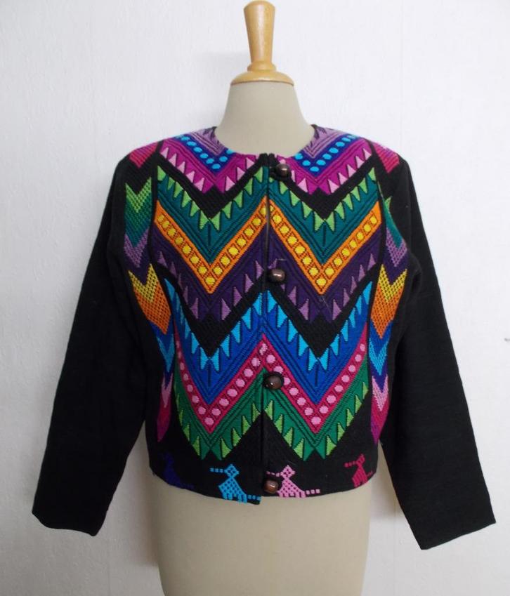 Folklore/Aztec top/zwart jasje van Artesanias! L, Kleding | Dames, Jasjes, Kostuums en Pakken, Zo goed als nieuw, Jasje, Maat 42/44 (L)
