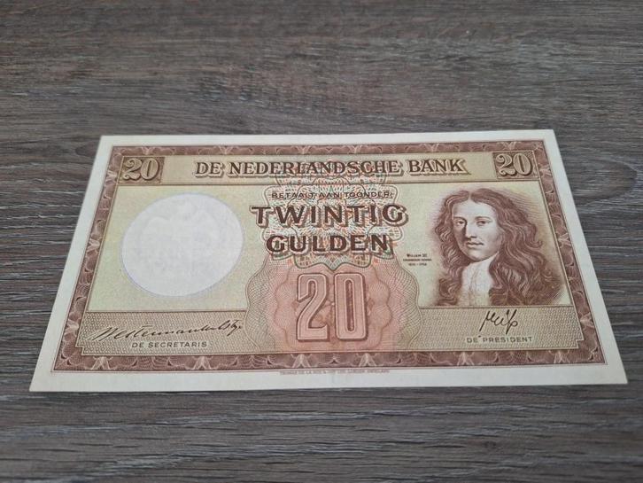 Zeldzaam mooi biljet 20 gulden Stadhouder Willem III, 1945, Postzegels en Munten, Bankbiljetten | Nederland, Ophalen of Verzenden