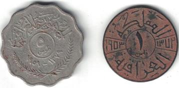 Irak 1 Fils 1953/1352 Faisal II en 5 Fulus 1959/1379 beschikbaar voor biedingen