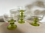 4/8 x vintage coupe / cocktailglas op groene voet, Ophalen of Verzenden, Zo goed als nieuw, Overige typen