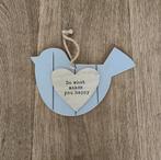 Houten Vogel Decoratie met Hart, Huis en Inrichting, Woonaccessoires | Wanddecoraties, Ophalen of Verzenden, Nieuw