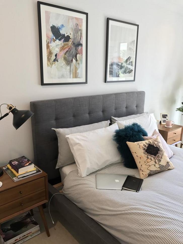 Boxspring 140x200 Grijs, modern & comfortabel, Huis en Inrichting, Slaapkamer | Bedden, Zo goed als nieuw, Tweepersoons, 140 cm
