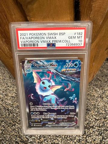 Vaporeon VMAX 182 PSA10 - Zeldzame Pokémonkaart! beschikbaar voor biedingen