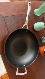 Le Creuset Wokpan 30cm - Gebruikt, Gebruikt, Ophalen of Verzenden, Wok, Gietijzer