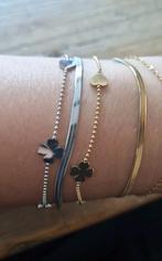 Armband goudkleurig- stainless steel - klaver - hart, Ophalen of Verzenden, Nieuw, Goud, Staal