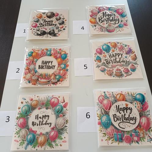 Diamond painting kaarten Happy Birthday ballonnen, Hobby en Vrije tijd, Kaarten | Zelfgemaakt, Nieuw, Ophalen