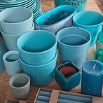 bloempotten/vazen petrol blauw/groen, Tuin en Terras, Bloempotten, Ophalen, Rond, Aardewerk, Minder dan 40 cm