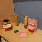 Roze vintage jean poppenhuis set badkamer, Poppenhuis, Verzenden