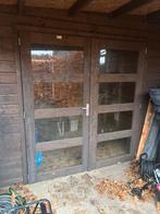 Dubbel openslaande tuinkamer of schuurdeur met glas, Tuin en Terras, Tuinhuizen, Ophalen, Zo goed als nieuw, Kunststof, Minder dan 250 cm