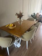 Eettafel met 6 stoelen + salontafel (set) – bijna nieuw, Huis en Inrichting, Tafels | Eettafels, Zo goed als nieuw, Vijf personen of meer
