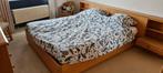 Blank eiken bed met achterwand, Huis en Inrichting, Slaapkamer | Complete slaapkamers, Gebruikt, Ophalen