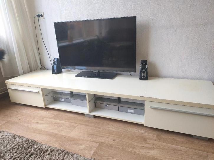 Tv meubel hoogglans wit, Huis en Inrichting, Kasten | Televisiemeubels, Gebruikt, Minder dan 100 cm, 200 cm of meer, 25 tot 50 cm