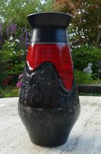 West Germany Fat Lava Vaas Zwart Rood Goud 104 /28 cm hoog, Ophalen of Verzenden