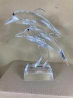 Groot kristallen beeld van twee dolfijnen, Antiek en Kunst, Ophalen of Verzenden