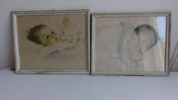 Bessie Pease Gutmann Sleeping en Awakening, vintage beschikbaar voor biedingen