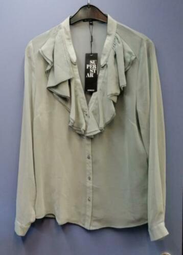 Superstar nieuwe blouse grijzig/licht mint + ruches 40 37161 beschikbaar voor biedingen