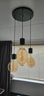 Plafondlamp met licht oranje glazen bollen, Ophalen, Gebruikt, Minder dan 50 cm