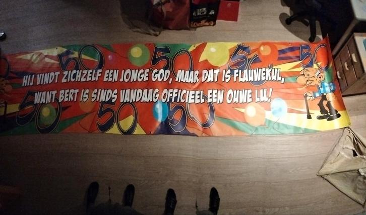 Spandoek / banner 'Bert 50 jaar', Diversen, Vlaggen en Wimpels, Ophalen