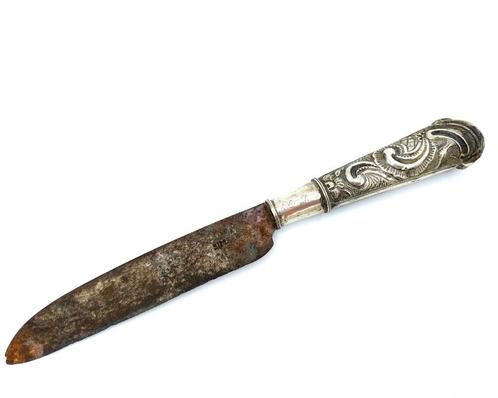 18e Eeuws zilveren mesheft, Jan van Leek, Leeuwarden, 1801, Antiek en Kunst, Antiek | Goud en Zilver, Zilver, Verzenden