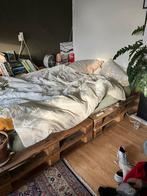 Palletbed met verzonken lattenbodems, Huis en Inrichting, Slaapkamer | Complete slaapkamers, Ophalen, Gebruikt, Tweepersoons, Pallet