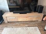 Massief eiken Tv meubel, Ophalen, Gebruikt, Eikenhout, 200 cm of meer