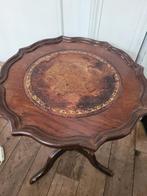 Vintage wijntafeltje met leren blad foto 1 t/m 3, Antiek en Kunst, Curiosa en Brocante, Ophalen of Verzenden