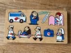 Vintage Simplex puzzel ziekenhuis dokter ambulance, 2 tot 4 jaar, Gebruikt, Ophalen of Verzenden, Van hout