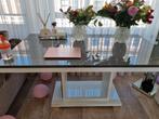 Moet weg! MDF eettafel marmerlook hoogglans  te koop, Zo goed als nieuw, Vijf personen of meer, Rechthoekig, 50 tot 100 cm
